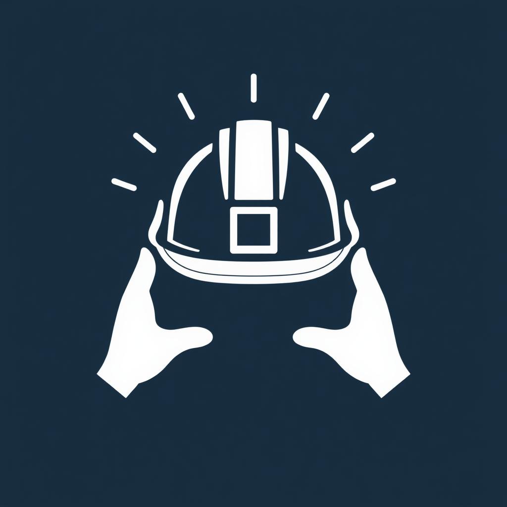 Simple Logo Idea: Two simplified, outlined hands holding a basic hard hat icon.
