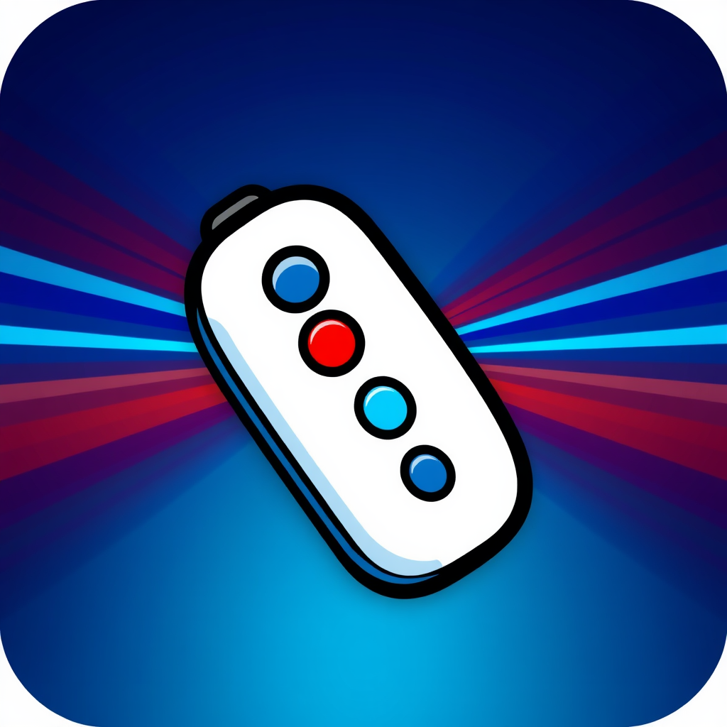 A stylized remote icon using vibrant colors for the laser pointer section, emphasizing its unique feature.