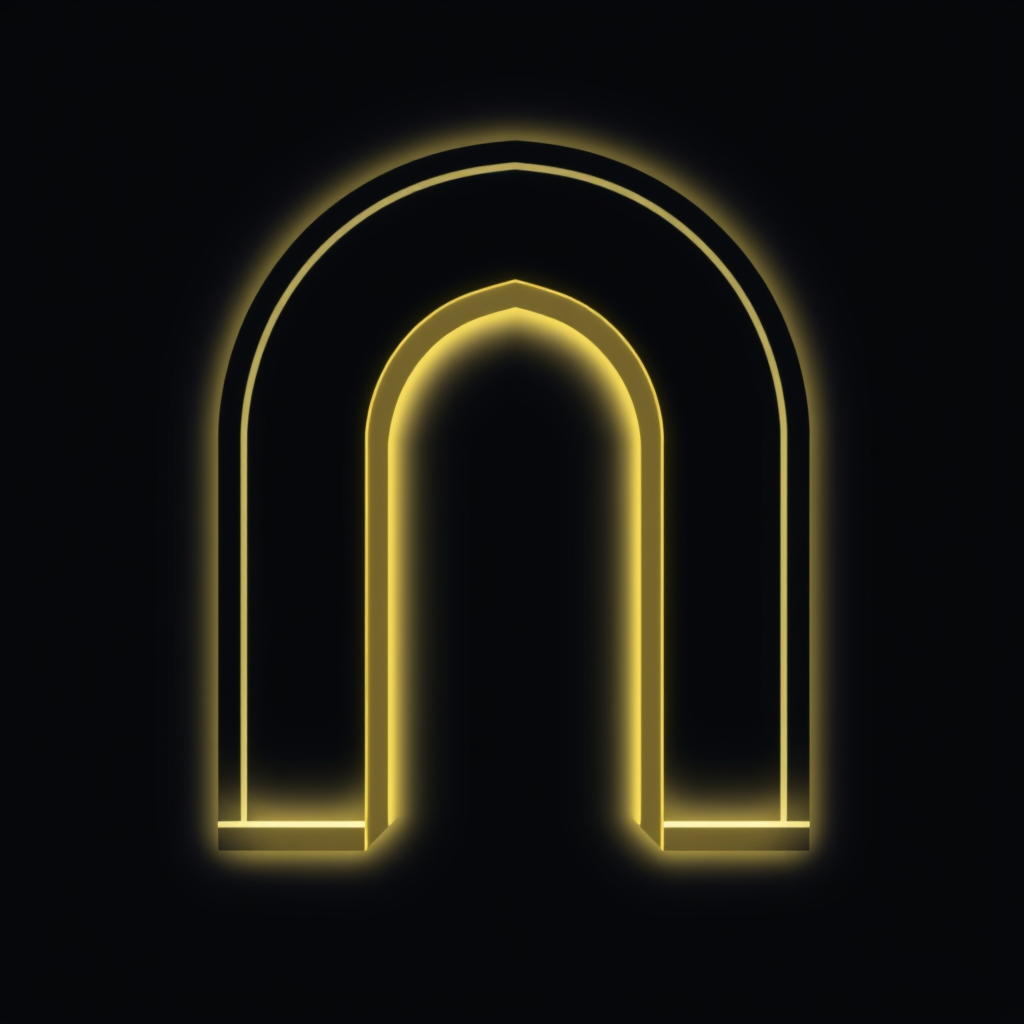 An archway with a faint glow around the edges, symbolizing passage or a portal. This could be paired with a contrasting background for effect.