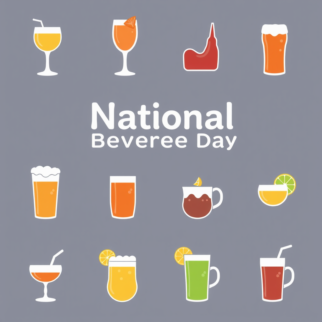 Translated text: National Beverage Day Icons - Flat Design Beverage Icon Set for National Beverage Day