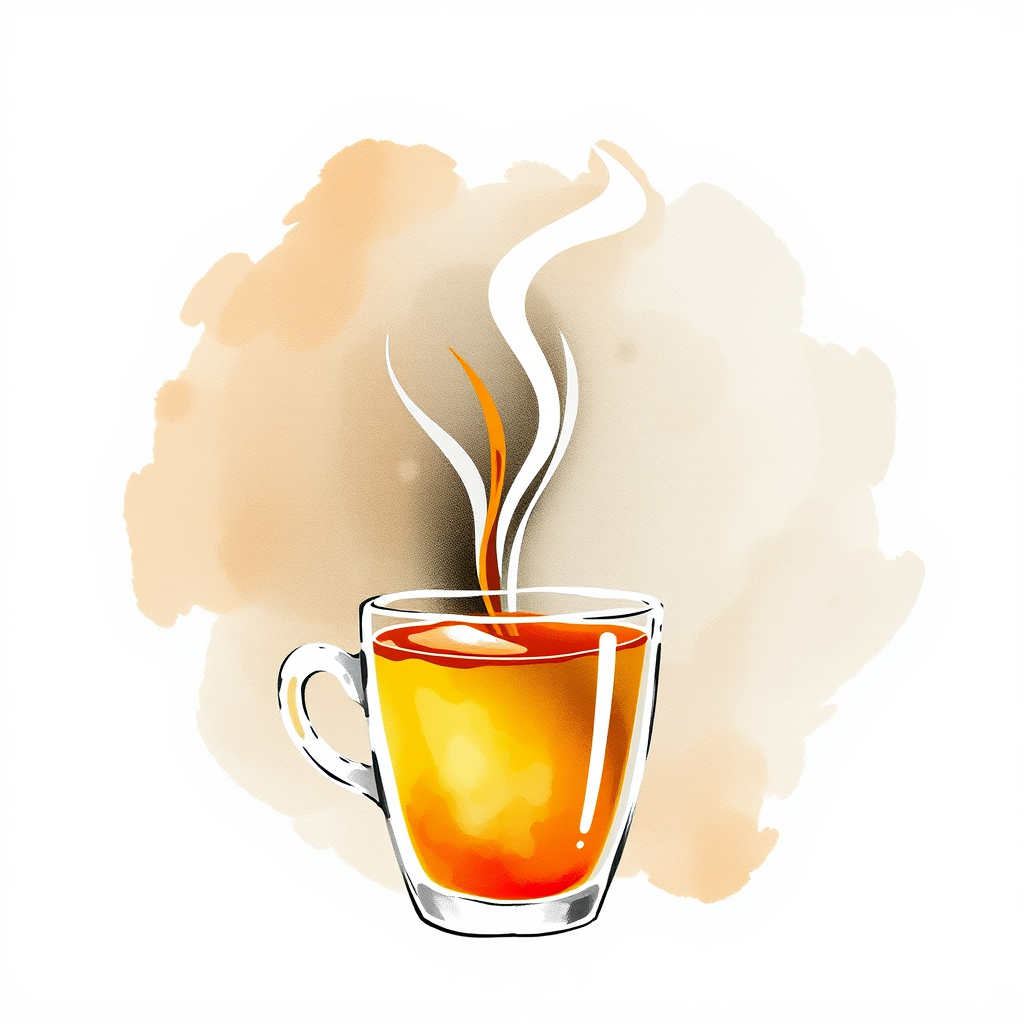 Sub Design Idea 4: Icons depicting the 'action' of beverages, such as a pouring coffee with steam, a fizzing soda, or a swirling smoothie, using watercolor techniques to show movement and texture.