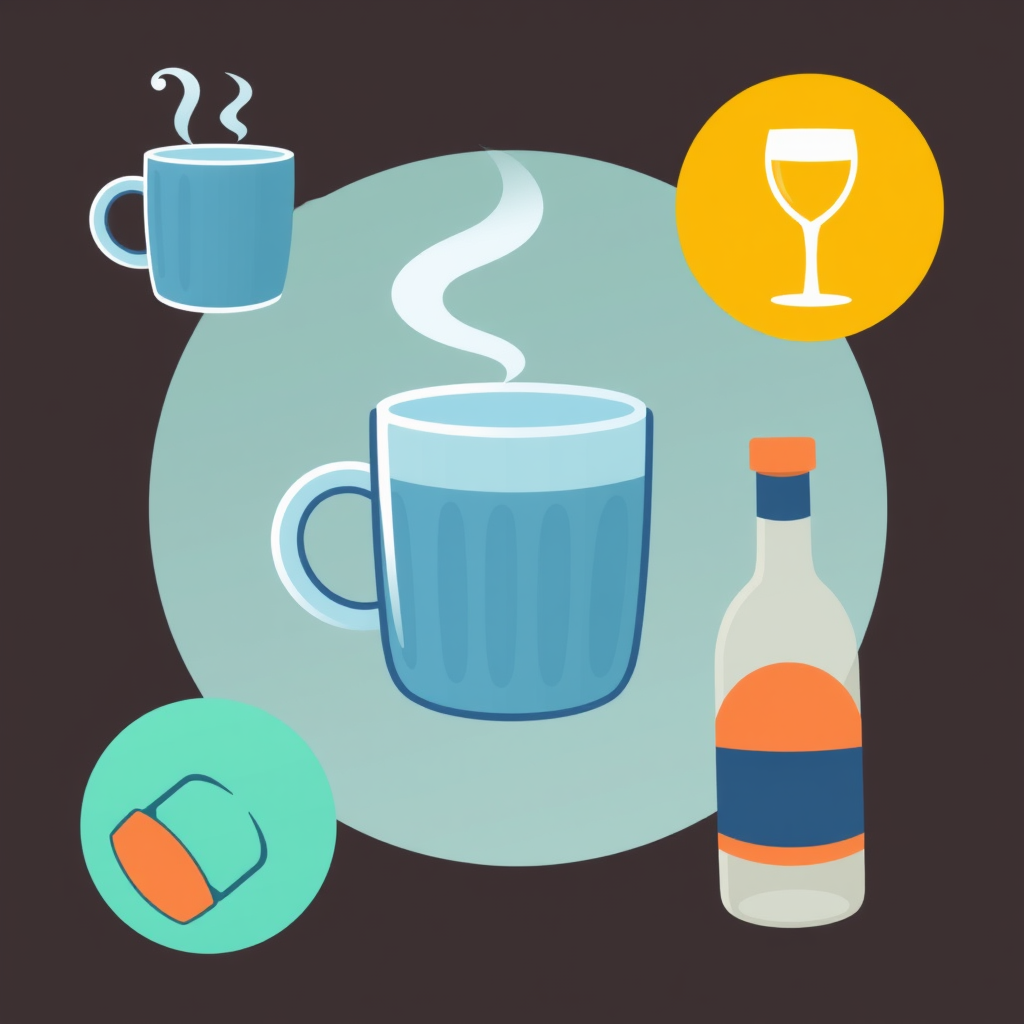 'Beverage Mood' Icons: A set of icons representing different beverage occasions or moods (e.g., a steaming mug for 'cozy', a bubbly glass for 'celebrate', a sports bottle for 'active'). Tapping could trigger a subtle animation or a change in the icon's detail to enhance the mood depicted.
