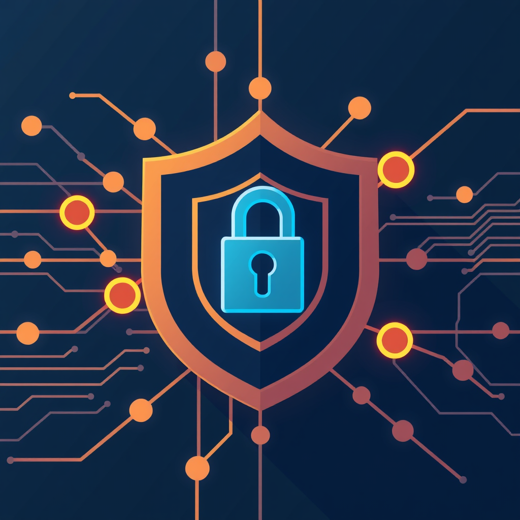 Translated: Cybersecurity Icon Designs - Abstract Network Integrity: Lines & Nodes Secured