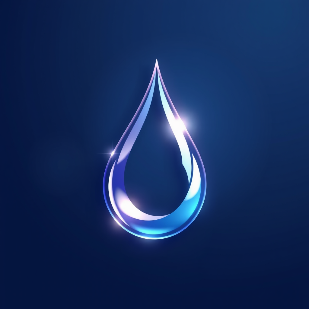 Abstract droplet logo with a shining effect