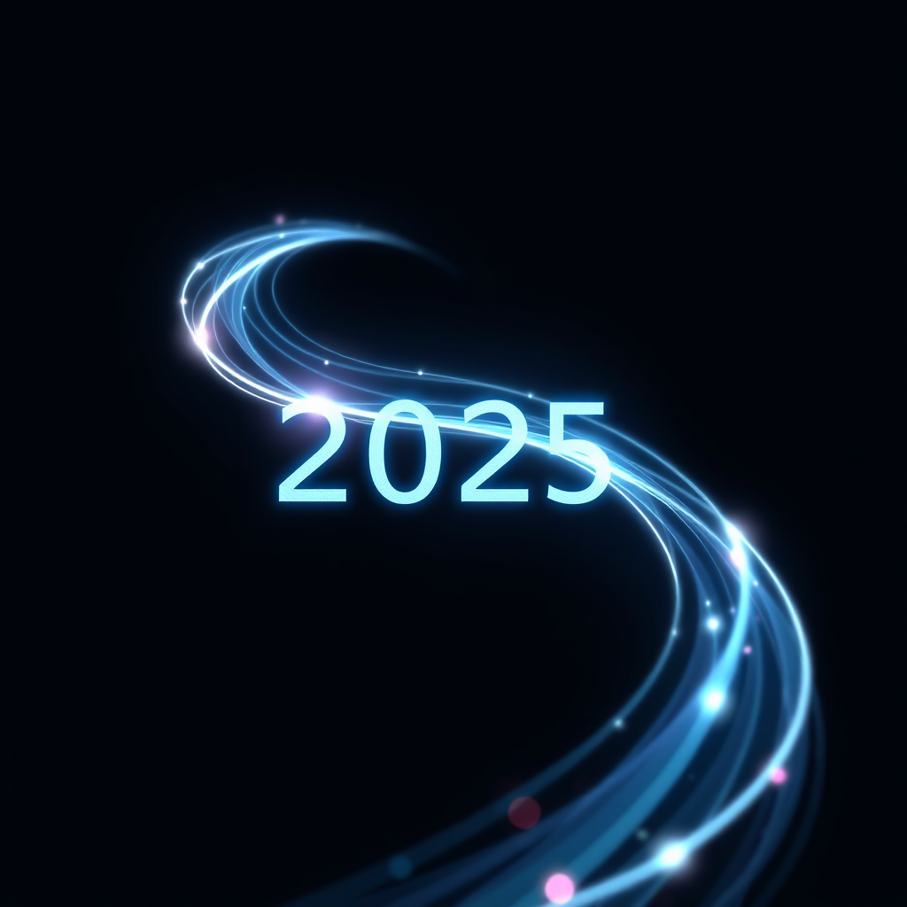 Sub Design Idea 2: An abstract representation of a data stream or code pipeline visualized as a bright, flowing conduit of light. This conduit twists and accelerates, forming the word 'Build' or the number '2025' within its flow, indicating rapid development cycles.