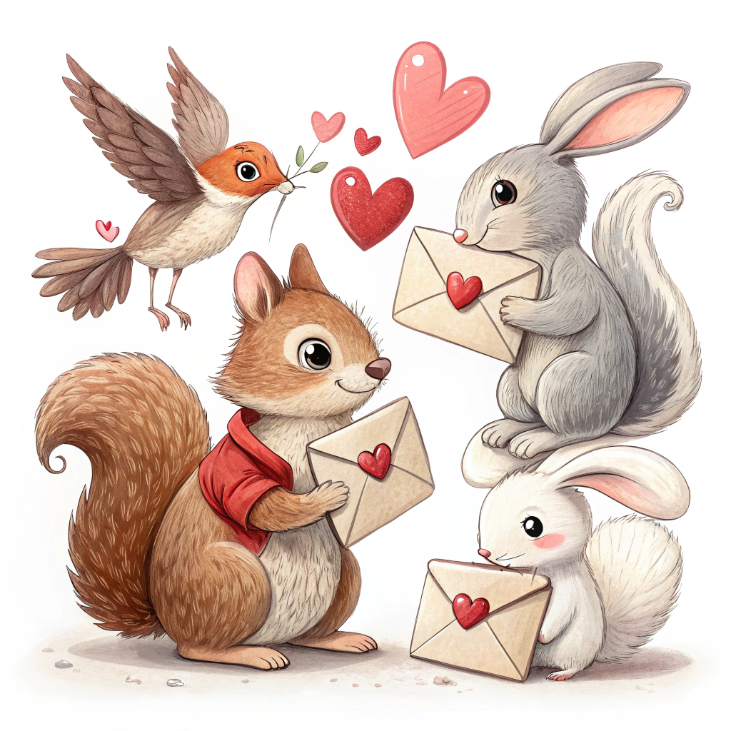 Animals delivering love letters