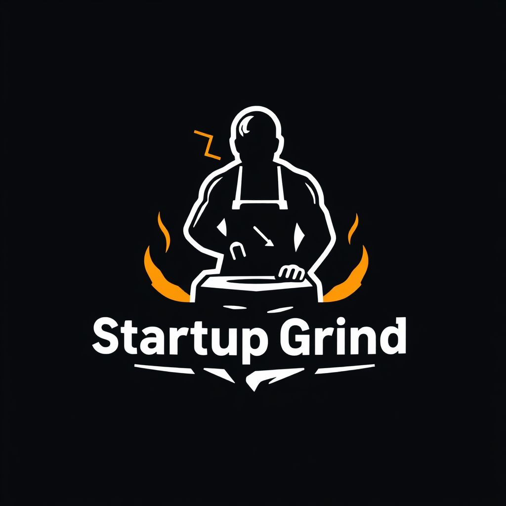 Translated text: Startup Grind Logo Concepts - Human Silhouette Merged with Grindstone