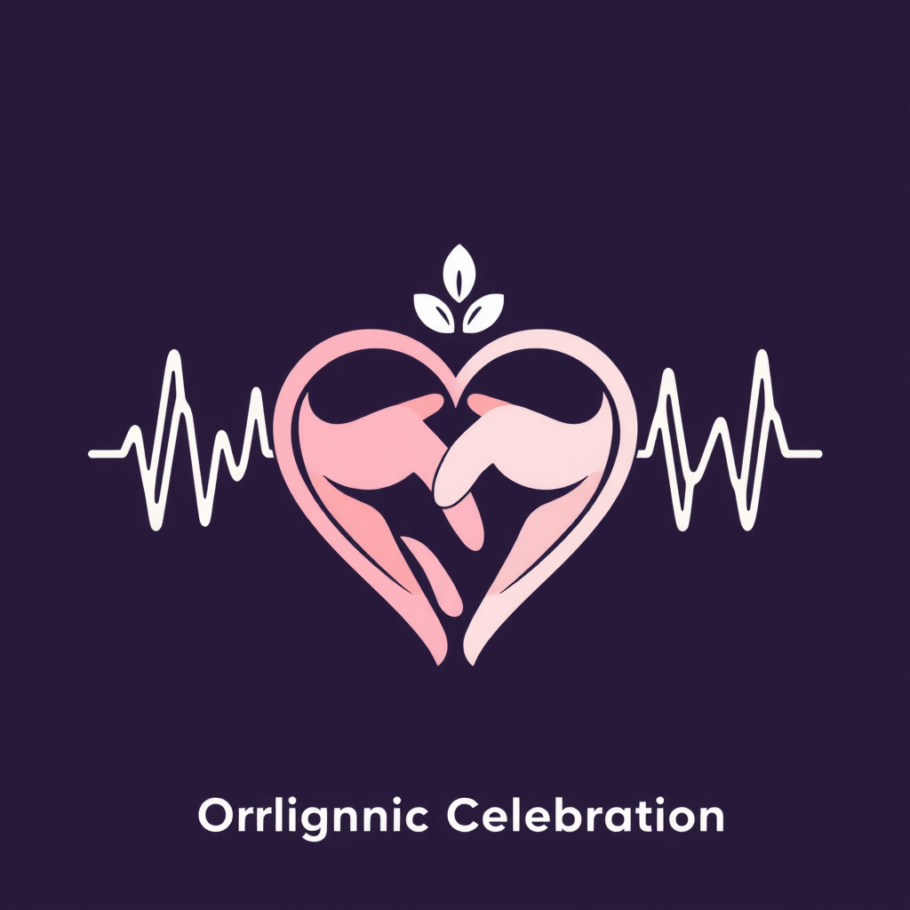 Heartbeat of Connection: An organic, heart-like shape formed by two or more abstract, flowing forms that represent clasping hands or coming together. Characterized by soft, pulse-like lines and potentially integrating subtle floral or leaf motifs, this evokes love, passion, organic connection, and vibrant energy for WorldPride 2025's 'Organic Celebration'.