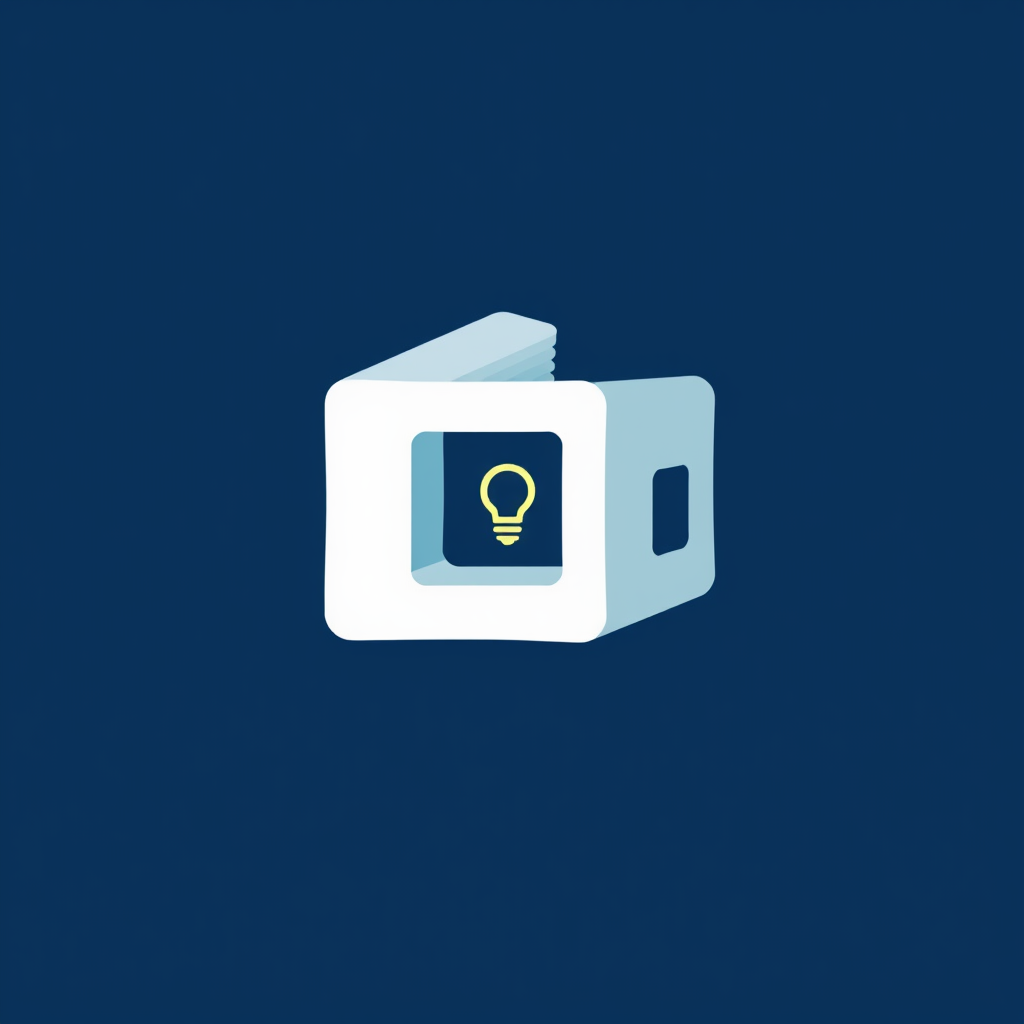 Sub-design idea 3 (Modular Block Icon): A design featuring a stack of 2-3 clean, simple blocks or cubes fitting perfectly together, representing compact and smart modular housing. One block could contain a subtle 'lightbulb' or 'chip' icon to represent 'smart solutions'.