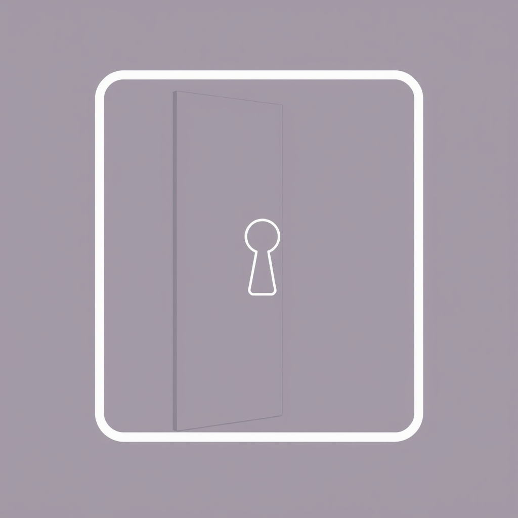 An icon that uses the door as a frame, maybe a simple outline with a view through it, or a keyhole in the middle.