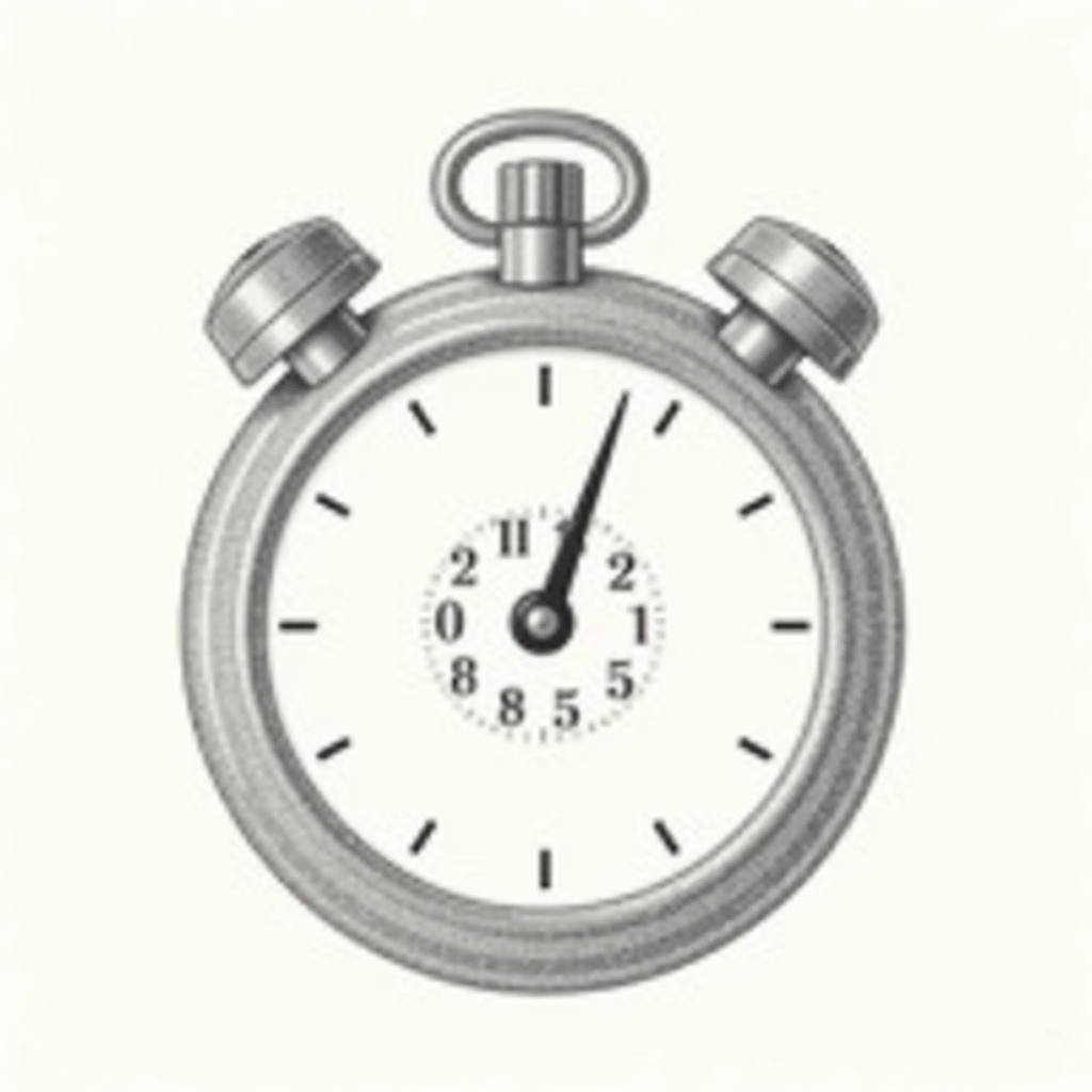 Simple Icon Idea: A clean, single-color outline of a stopwatch, with '2'' (for two minutes) marked prominently, and '25' (for 2025) inside or below the dial.