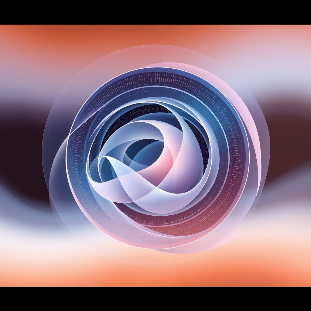 Sub-design Idea 4: Layered Data Swirls - Multiple layers of semi-transparent, softly colored swirls overlapping to create a sense of depth and evolving structure, representing the iterative process of generation or multifaceted AI content.