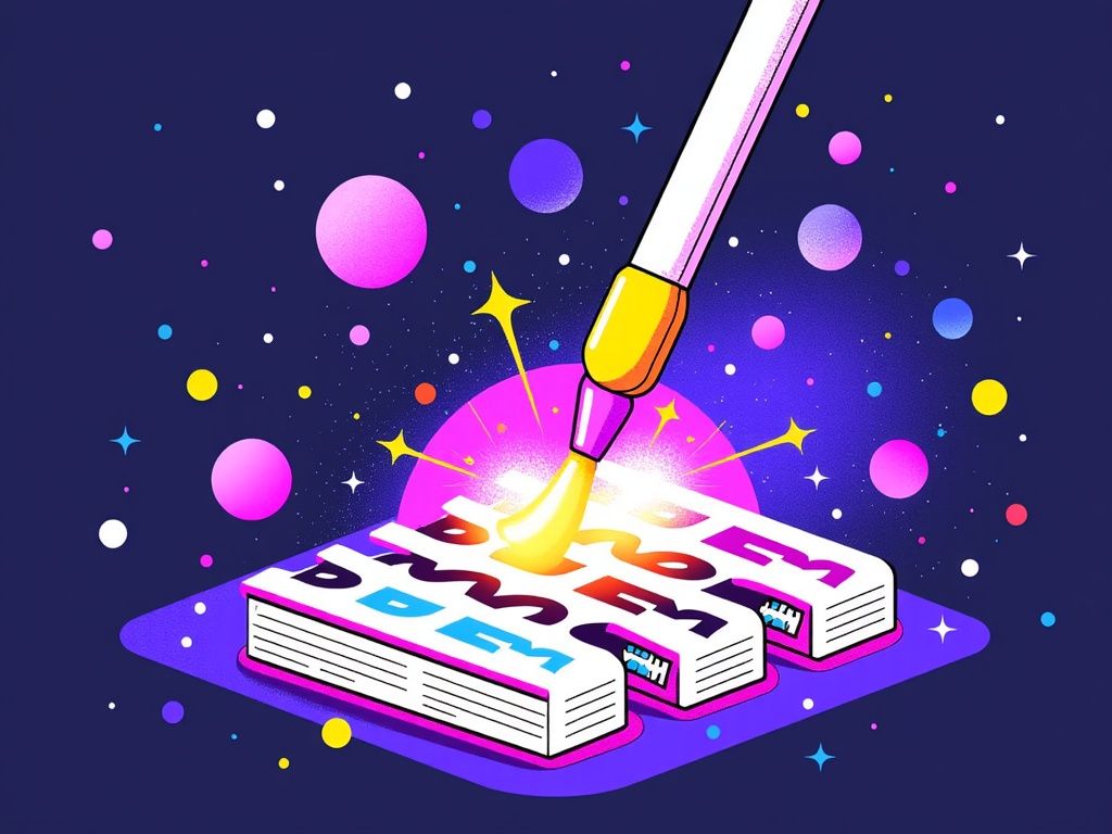 A 'magic wand' or 'creator's tool' metaphor, where a digital wand (representing the AI tool) touches a block of text (the prompt), and the text visually transforms, perhaps with particle effects or flowing lines, into a complete illustration, emphasizing the ease of the AI workflow.