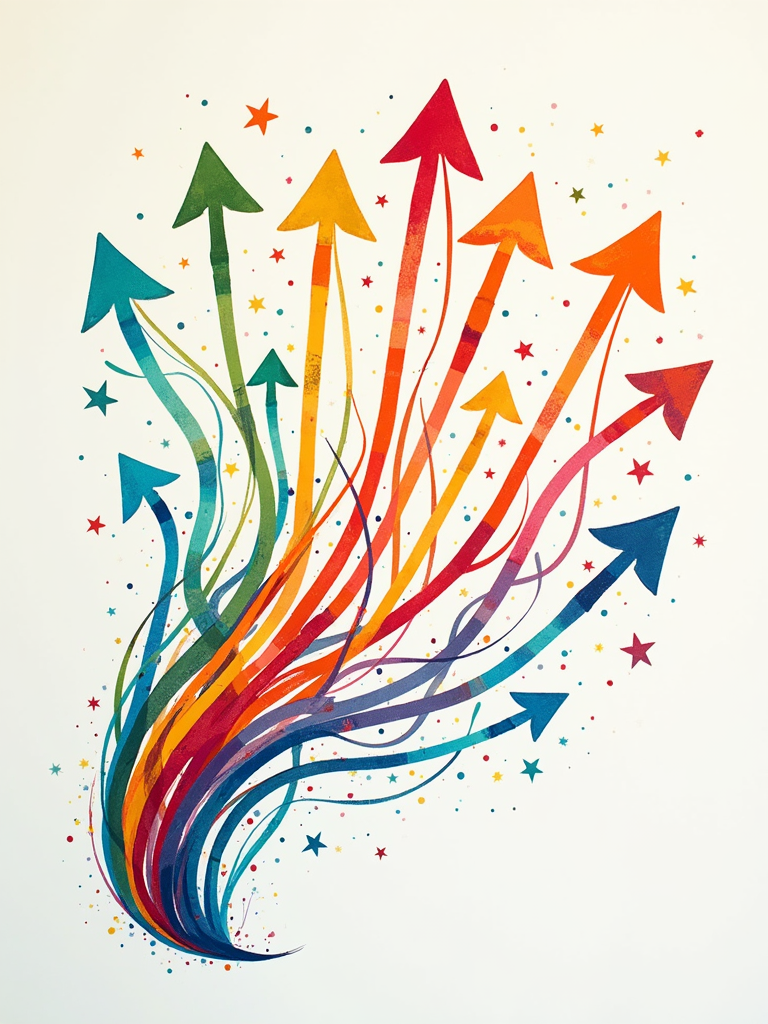 Design 5: Use a flowing network of arrows, starting small and growing/multiplying, visually representing how one act of kindness leads to many others.