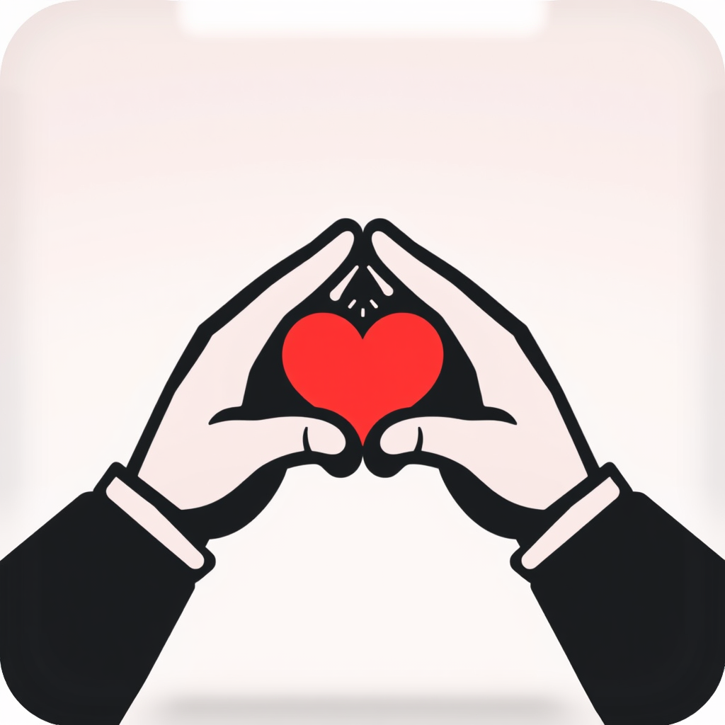 Simple Icon: A pair of hands with a heart in between.