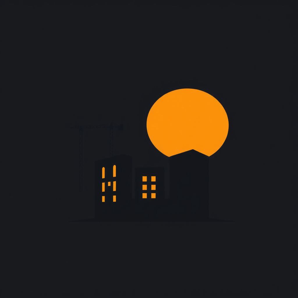 Translated: The user wants a logo for a construction company, specifically featuring an abstract building silhouette.