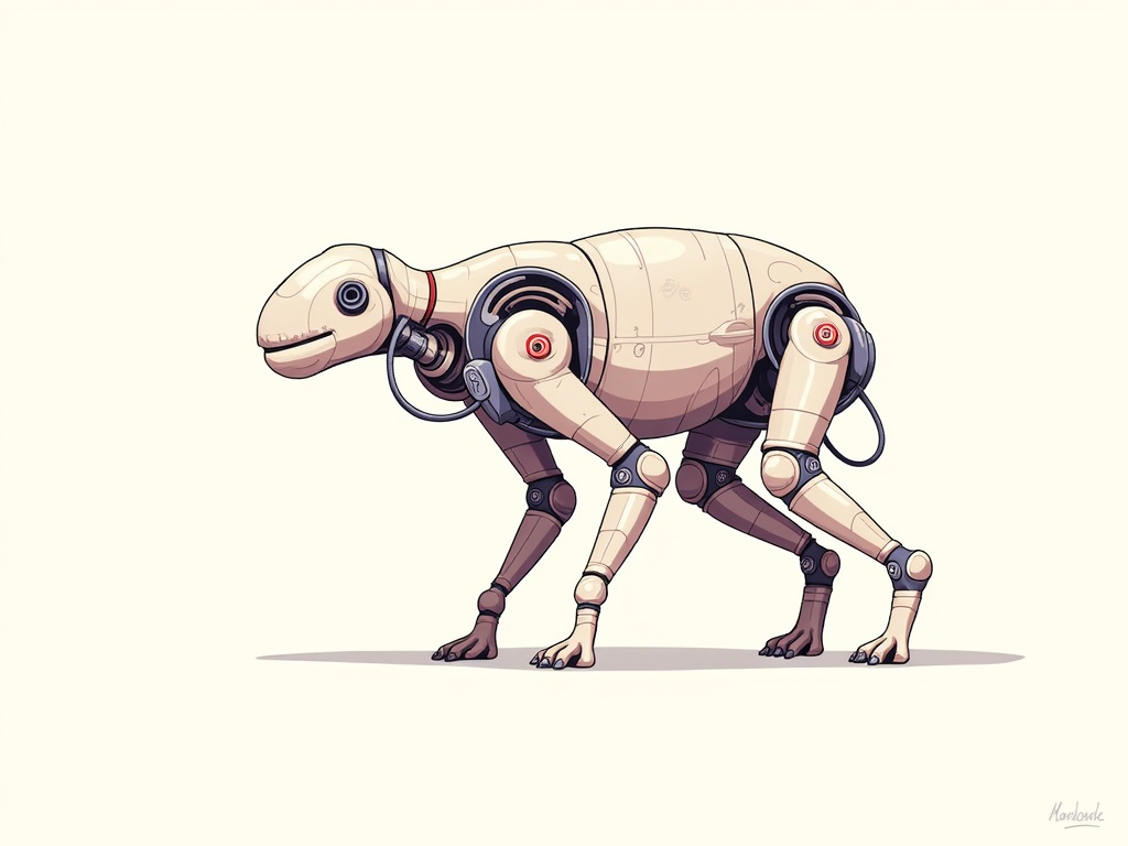 Bio-Mechanical Assimilation: A poster showing the creature's organic form subtly or overtly integrating with technological elements, hinting at an AI or cybernetic aspect to its nature. The AI design tool can be used to blend flesh-like textures with smooth, alien machinery in a biomorphic way.