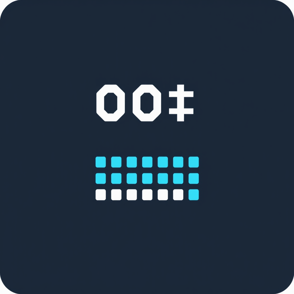 Pixel Genesis Design Idea 5: Code to Pixel Array - A minimalist design showing stylized representations of code (like binary sequences or abstract symbols) directly transforming or giving rise to a small, organized array of pixels, highlighting code as the genesis of digital visuals.