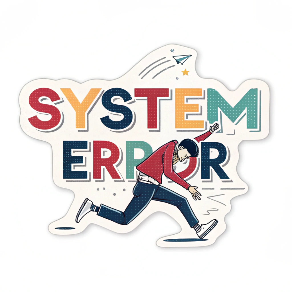 Dynamic typographic treatment of 'SYSTEM ERROR' where letters are stretched, duplicated, misaligned, and infused with glitch effects like pixel sorting and trailing artifacts, against a dark background with subtle binary code patterns.
