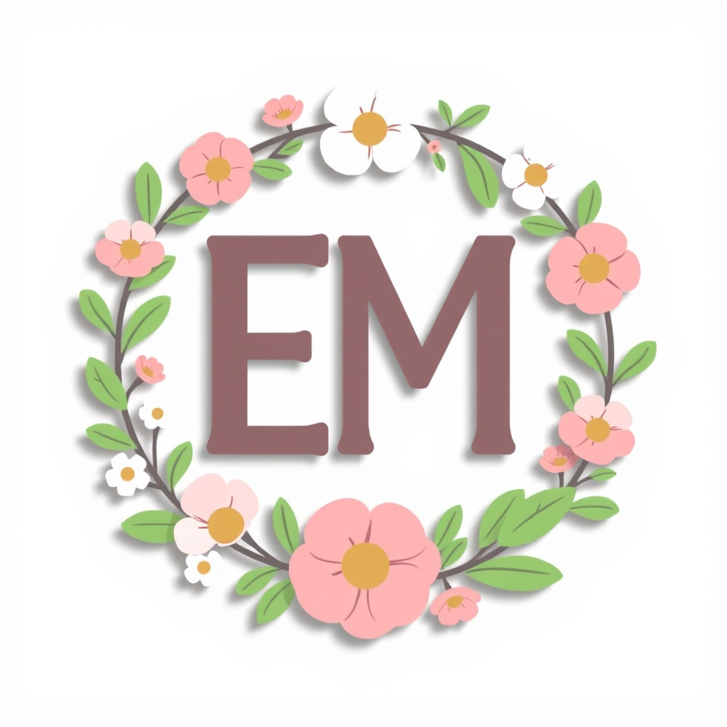 A simple icon with the letters 'EM' (for Easter Monday) creatively integrated into a floral wreath or spring-themed design.