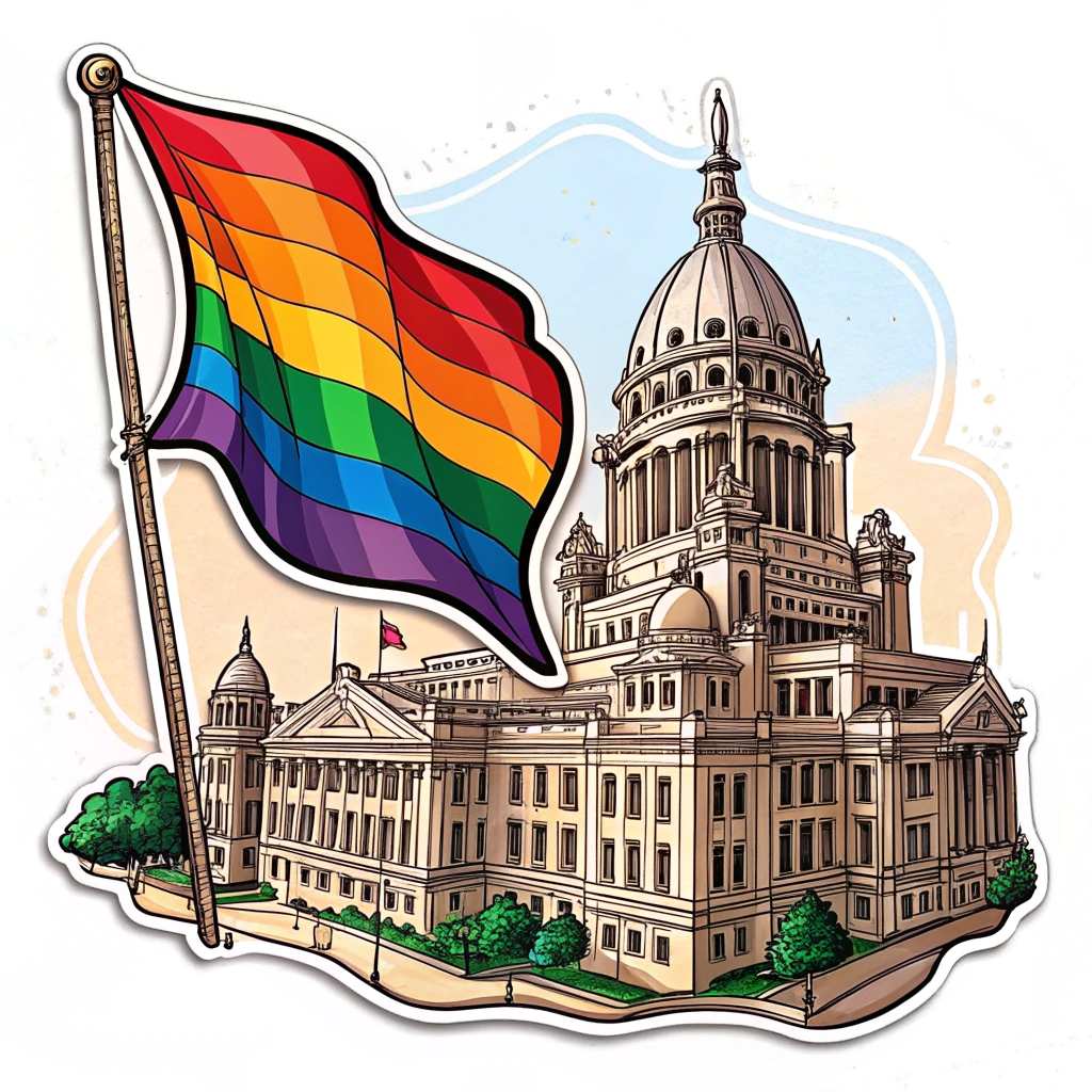 Host City Landmark x Pride Flag Fusion - English Translation: WorldPride 2025 Sticker Designs - Host City Landmark x Pride Flag Fusion