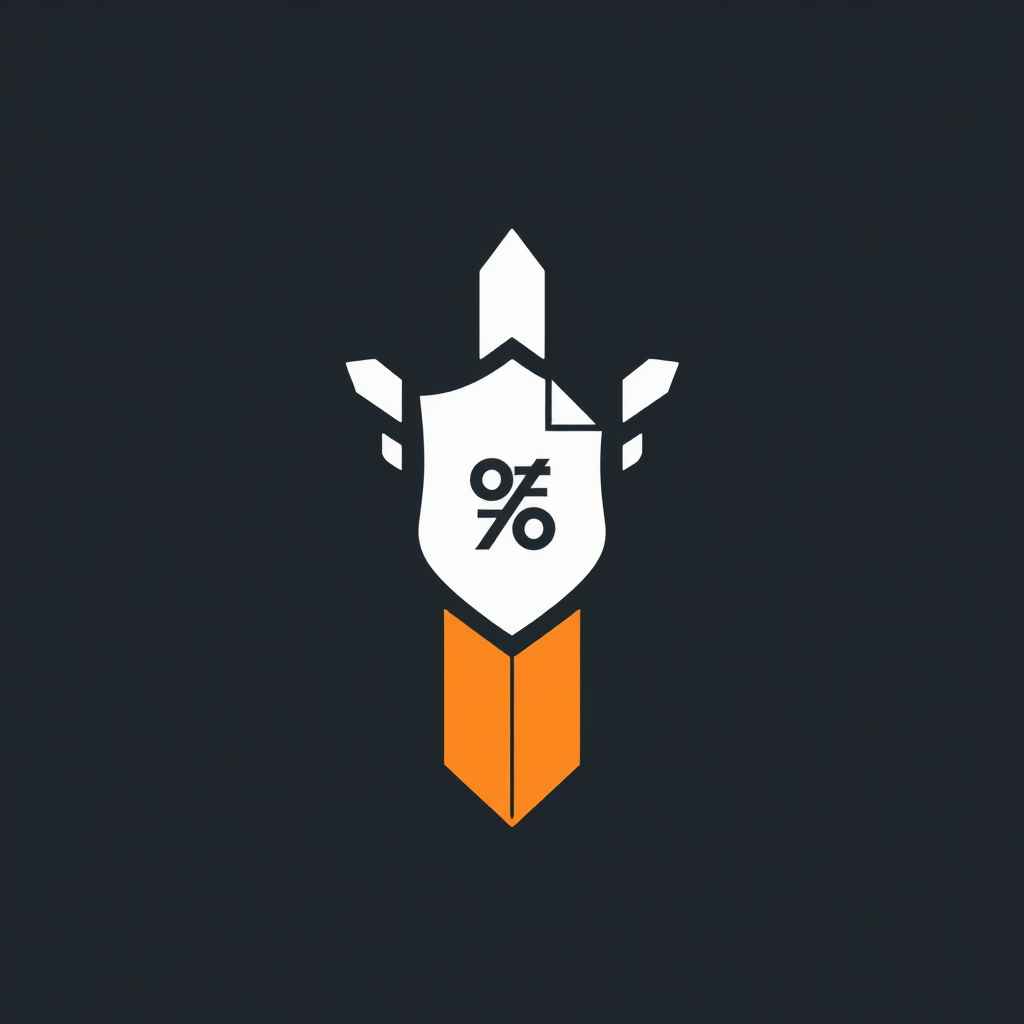 Sub-Design 1 (Shield & Policy): A shield emblem overlaid onto an outgoing arrow, incorporating a small document scroll or '%' symbol to signify policy and tariff.