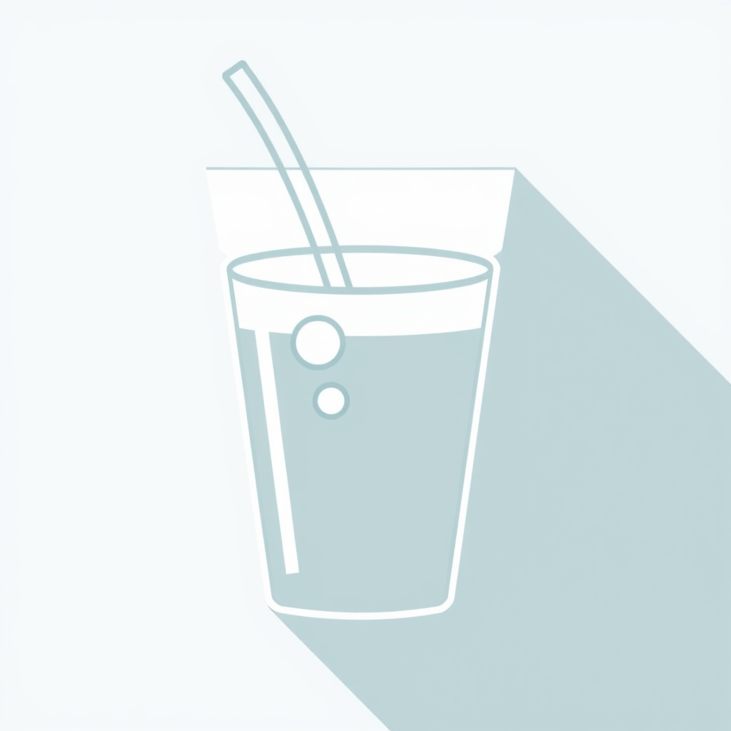 A simple minimalist outline icon representing National Beverage Day: a generic beverage glass (like a short tumbler) with a straw and two small bubbles within, all in clean lines.