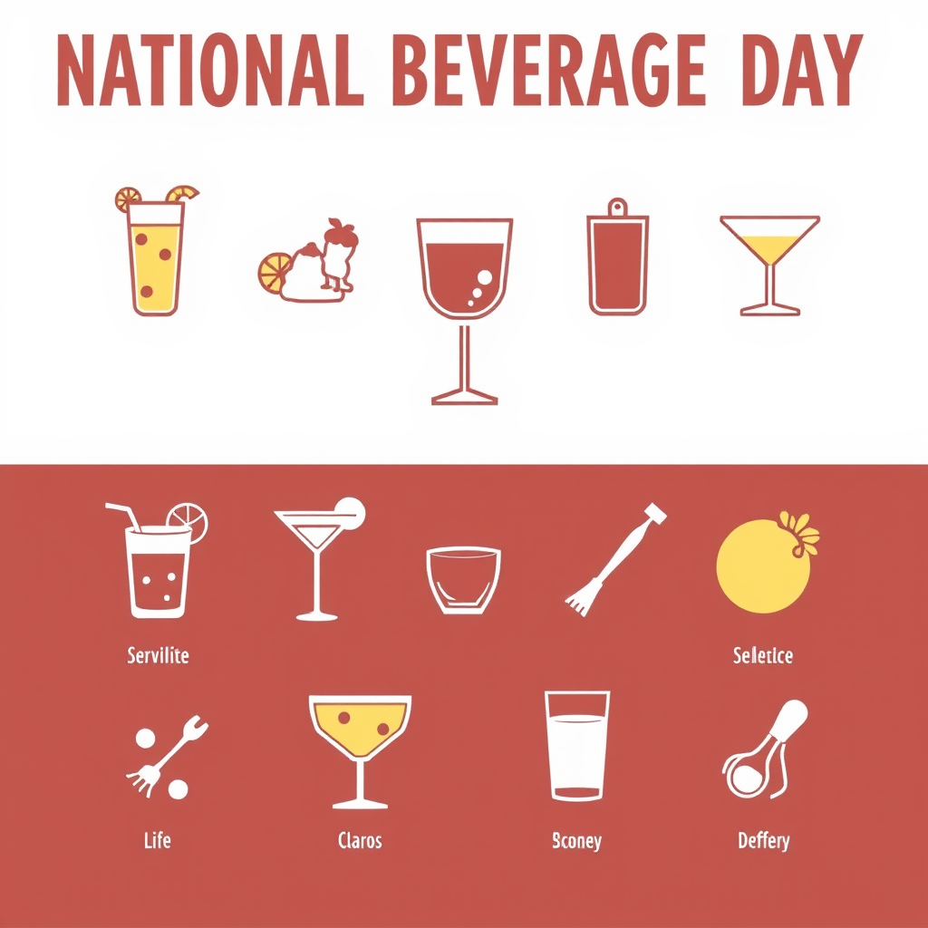 Translate to English: National Beverage Day Icons - DIY Beverage & Cocktail Ingredient Icon Set