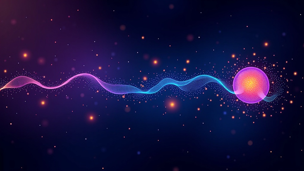 Sub-design idea 1: An animated graphic showing a data stream or neural network progressively transforming into a recognizable and aesthetically pleasing illustration, symbolizing the AI generation process.