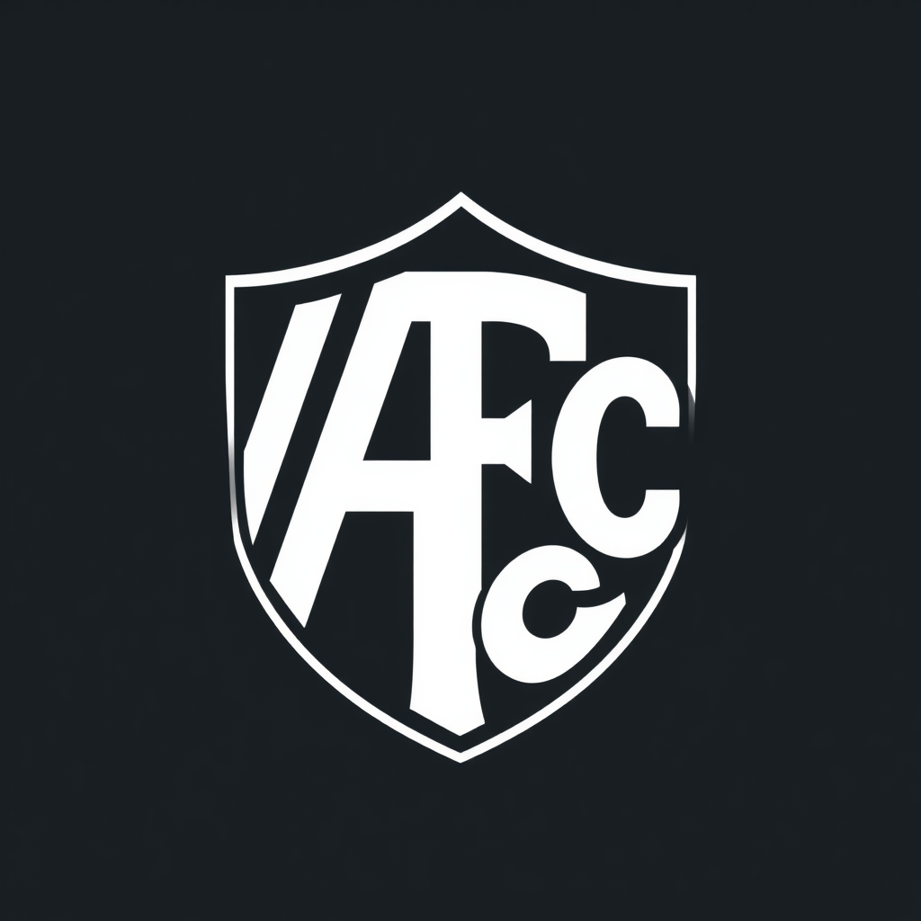 Typographic Shield Fusion: The letters 'A', 'F', and 'C' are cleverly interwoven or geometrically combined to form a unique, minimalist shield shape. A subtle cannon element might be hinted at through the negative space or the structure of the letterforms themselves.