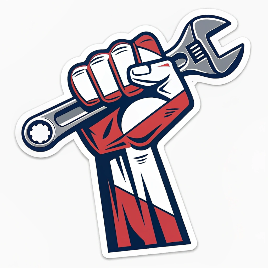 Simple Icon Idea: A bold, graphic icon of a raised fist gripping a stylized wrench or hammer.