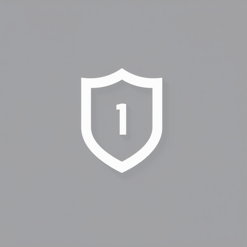 A minimalist shield silhouette with a single, stylized binary digit (0 or 1) or a simplified data node (dot) at its center, emphasizing core data security.
