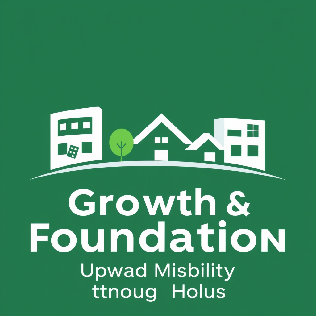 Original Text (English): Affordable Housing Logo Concepts - Growth & Foundation: Upward Mobility Through Housing