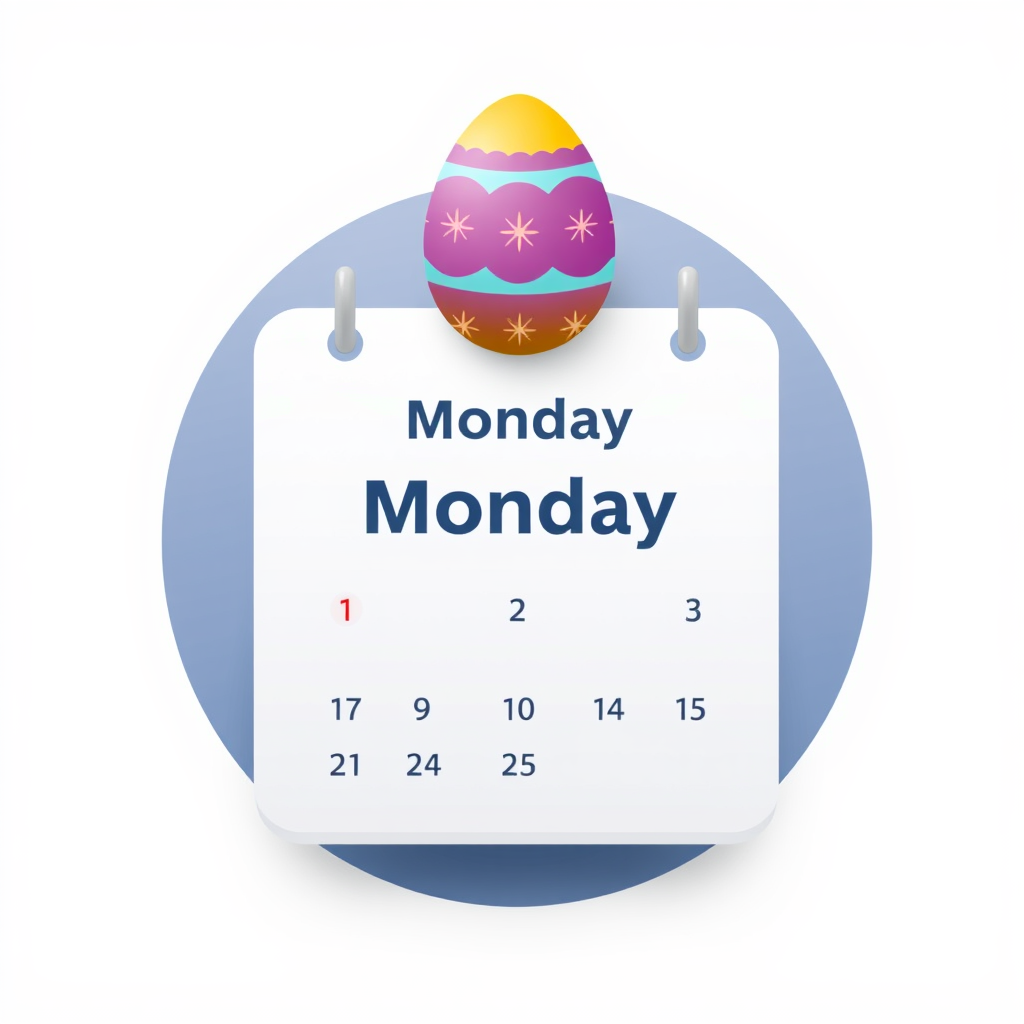 An icon showing a calendar page for Monday with an Easter egg on top.