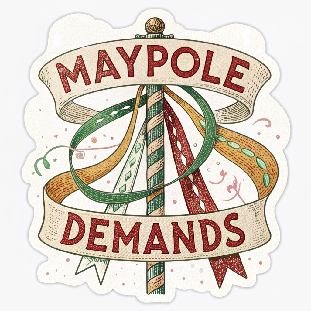 Sub-design 5 (Vintage Protest Style): Emulate early labor movement posters with a textured, distressed look for the maypole and ribbons, using a limited color palette and period-appropriate lettering for demands.