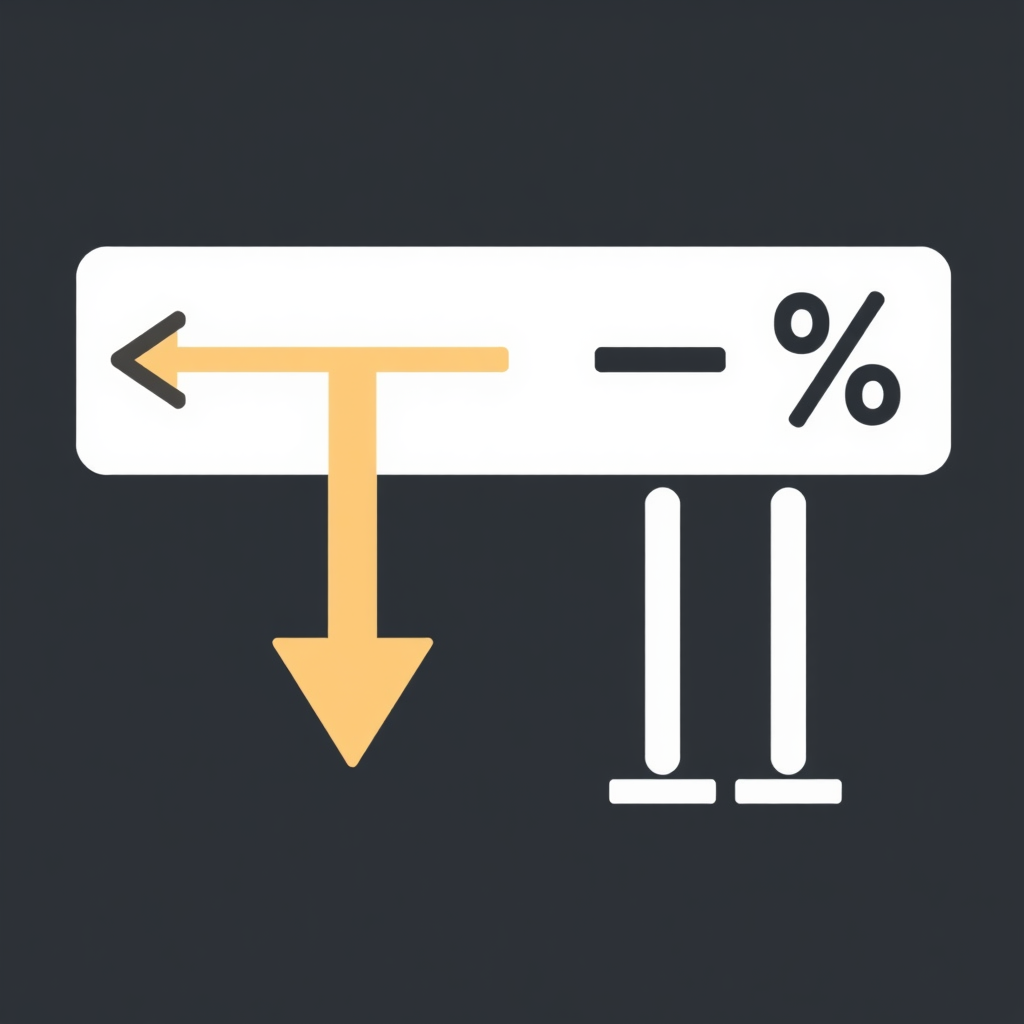 Sub-Design 5 (Abstract Control): An abstract icon showing an diverging path for an arrow (export), where one path is unimpeded and another path is subjected to a barrier with a percentage mark, symbolizing tariff options or controls.