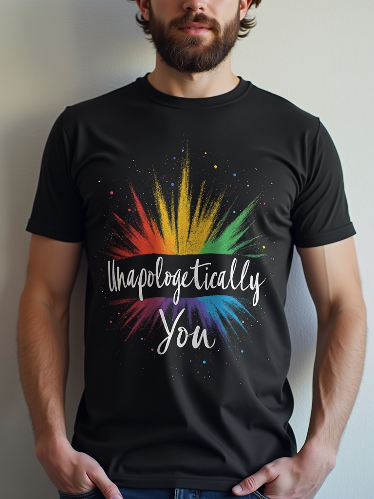 A minimalist yet impactful design focusing on customizable pronoun representations (e.g., 'They/Them', 'She/Her', 'He/Him', 'Ze/Zir', etc.) creatively displayed, or a simple, elegant spectrum graphic. The phrase 'Unapologetically You' would be the main textual element, emphasized for its powerful statement.