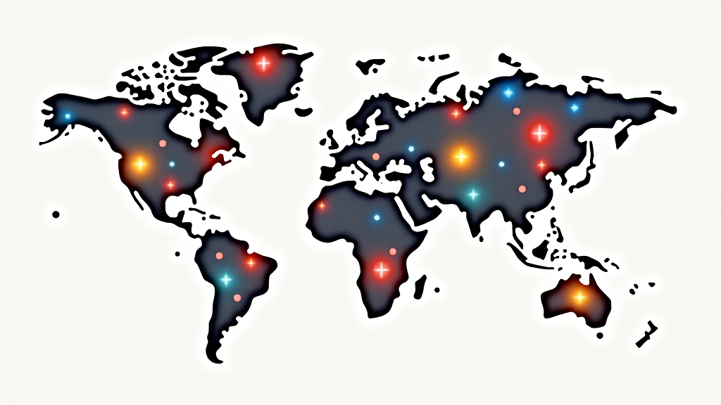 A world map composed of interconnected dots or small icons (like plus signs, hearts, or helping hands) symbolizing individual acts of kindness forming a global network.