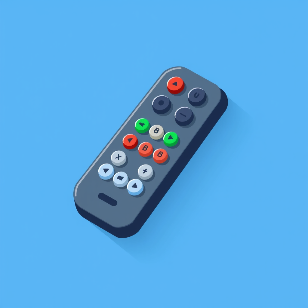 A remote control icon featuring a modular design, allowing users to customize the button layout with interchangeable buttons.