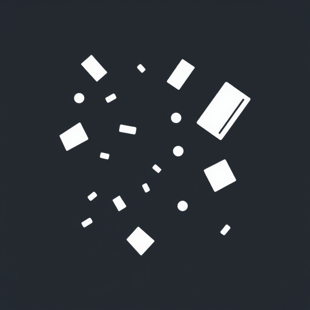 Simple and minimal confetti icon with a few large pieces and a suggestion of movement to convey festivities.