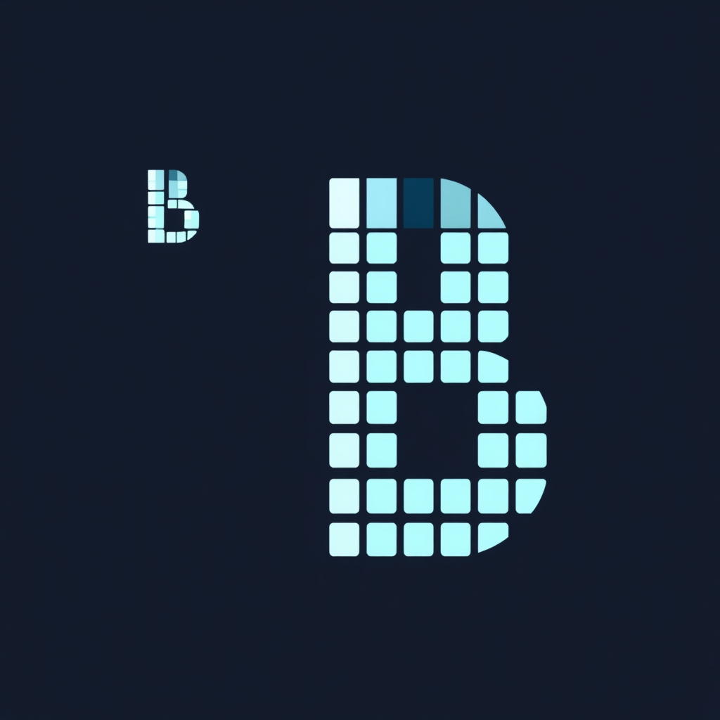 Sub-design Idea 1: Pixel to Fluent Morph - A pixelated 'B' or construction icon gradually smoothes and refines, with pixels becoming smaller and coalescing into a sleek, Fluent Design-inspired form for 'Build 2025'.