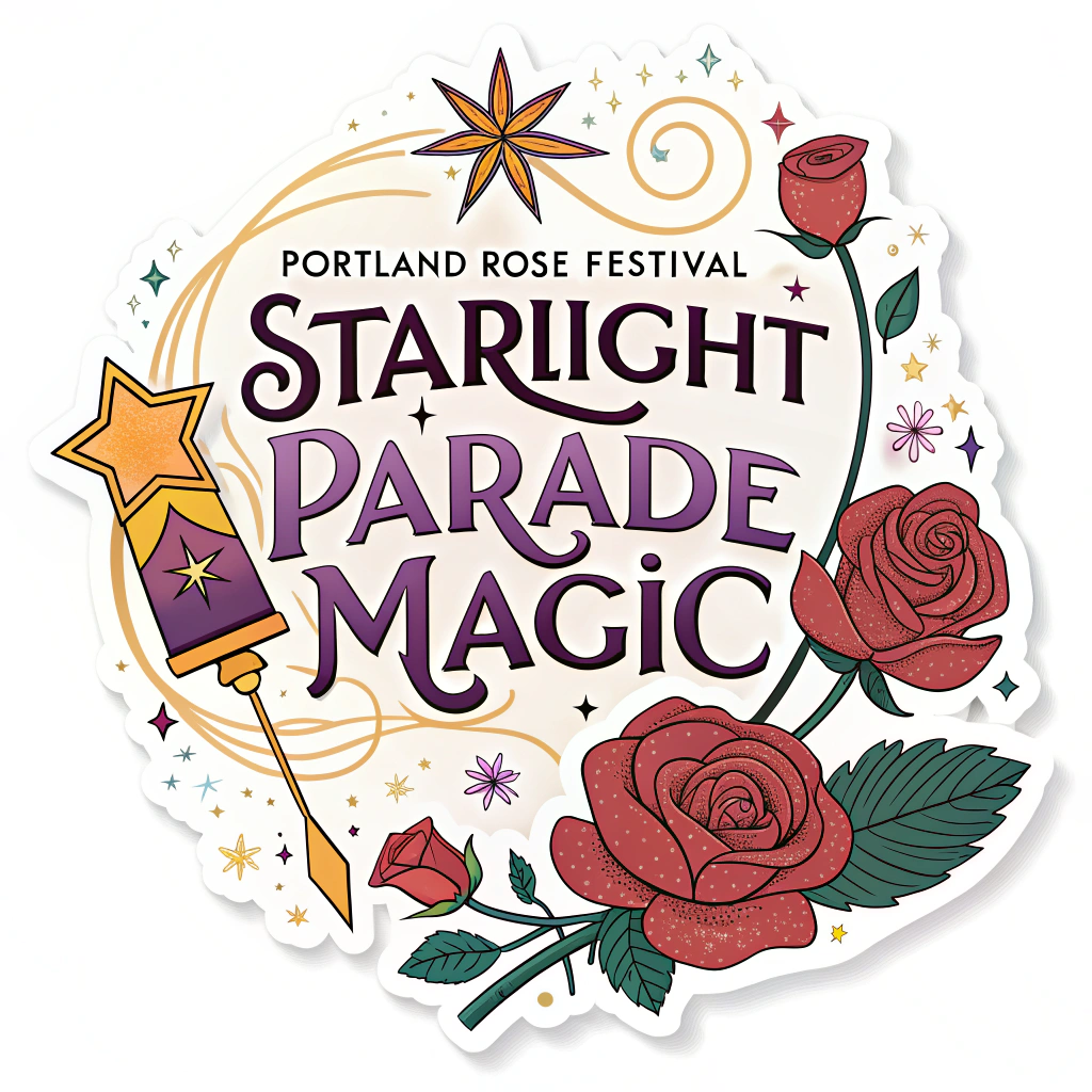 Translated Text: Portland Rose Festival Sticker Designs - Starlight Parade Magic