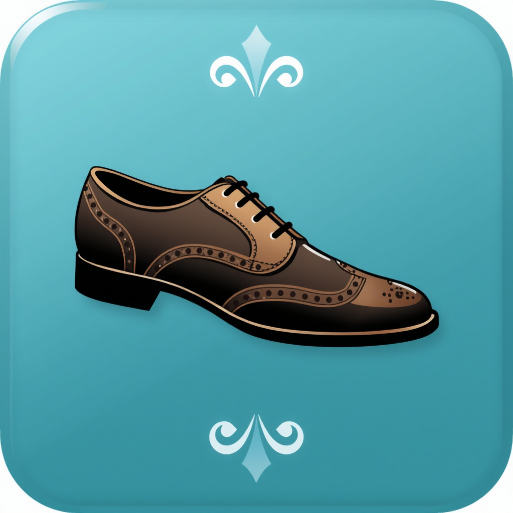 An icon showing a wingtip shoe, highlighted with a distinctive decorative pattern.