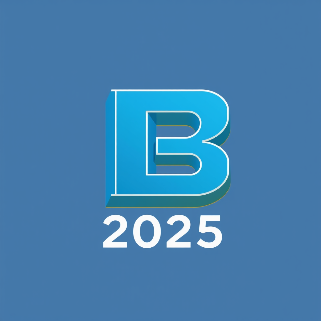 Simple Logo Idea: A clean, stylized letter 'B' for 'Build' rendered with clearly defined 3D depth using interlocking planes or layered contours. Employ subtle gradients within the Microsoft brand colors to accentuate its three-dimensional form. The year '2025' is positioned below or adjacent in a modern, sans-serif typeface.