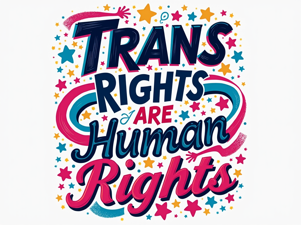 English Translation: Gender Identity Awareness T-Shirt Designs - Trans Rights are Human Rights: Advocate & Affirm