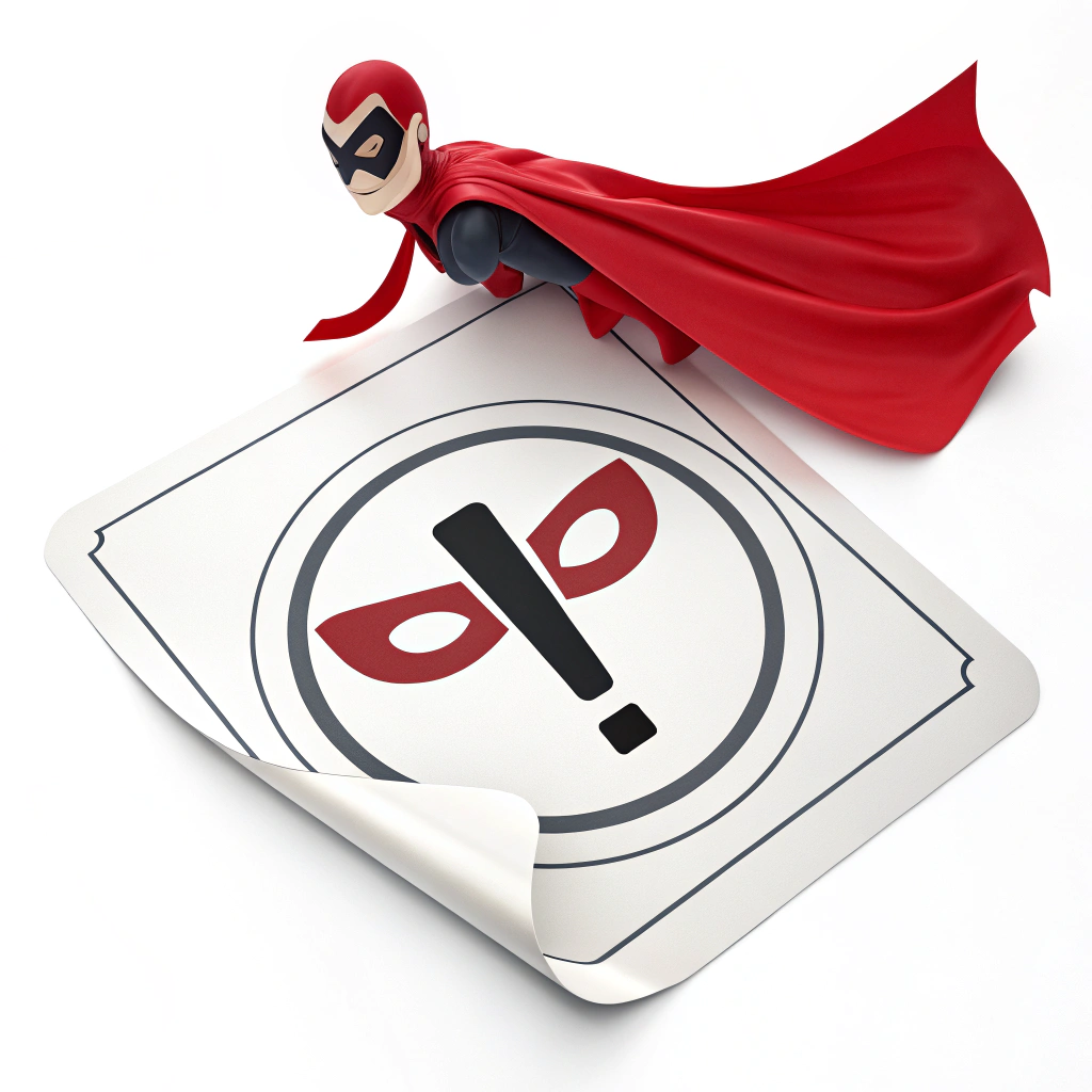Simple Icon Idea: A standard report icon (like a flag or an exclamation point in a circle) with a minimalist superhero mask subtly placed over its top portion, or a tiny, dynamic cape flowing from one side.