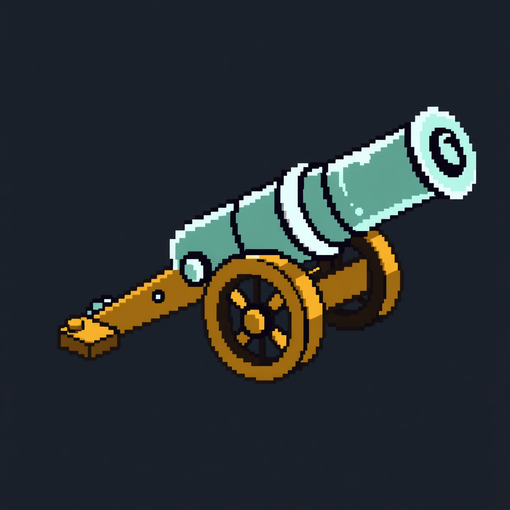 A pixelated or digitally-styled cannon that perhaps animates or appears to be building/updating, reflecting a 'Dynamic Cannon Evolution' in the modern digital age.