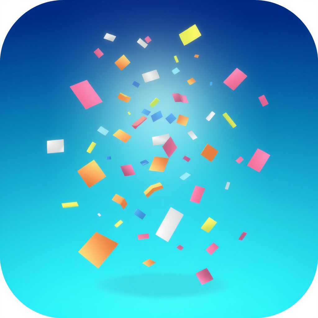 An animated icon showing confetti pieces gently falling would enhance the dynamic and engaging nature of the icon.