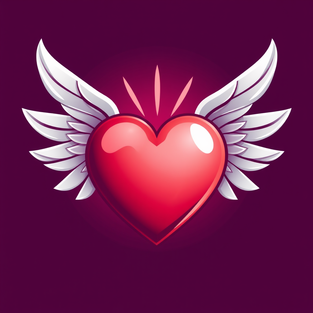 A heart with wings, symbolizing freedom and the uplifting feeling of love.