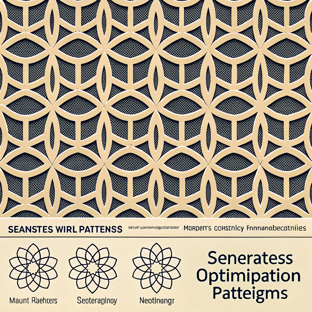 Algorithmic Generative Patterns for Material Optimization: Digital patterns generated by algorithms specifically designed to minimize material waste or energy consumption in manufacturing (e.g., tessellations for cutting, topology optimization for 3D printing). The pattern's aesthetics would inherently reflect efficiency.